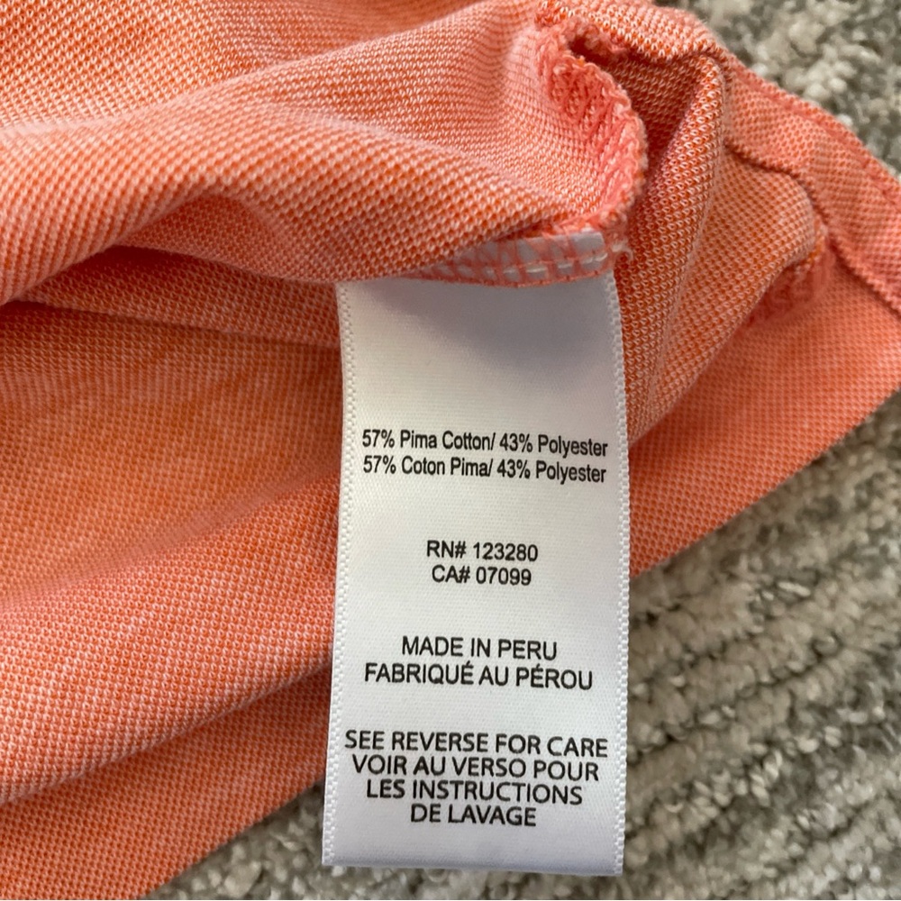 Travis Mathew Shirt Polo Short Sleeve Mens Size L Peach Chest Stripes Front - Picture 7 of 10